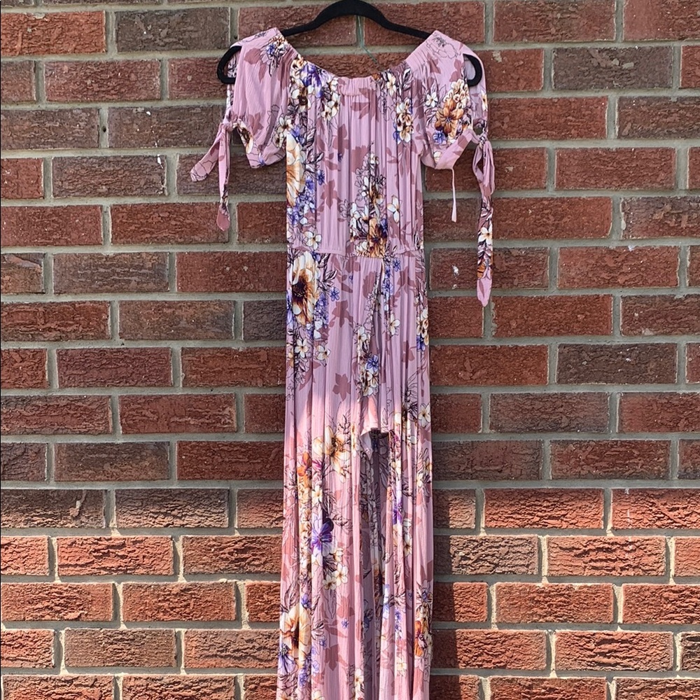 Floral Off-Shoulder Pink Dress
